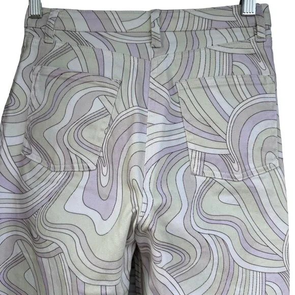 Wilfred Free Vera Pants Size 0 Green Gray Swirl Printed Cotton Stretch Twill - Picture 7 of 14